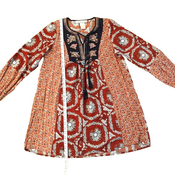 Women’s Red Geometric Relaxed Fit Boho Tunic - Picture 6 of 16